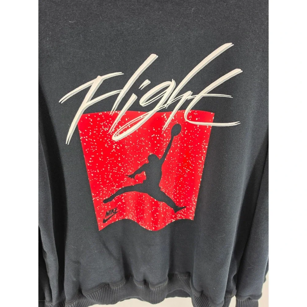 Jordan Flight Mens Black Graphic Crewneck Sweatshirt Jumpman Fleece XL